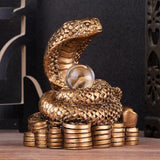 Chinese New Year Snake Statue Fengshui Figurine for Countertop Desktop Shelf 8cmx5.5cmx9.2cm Brown