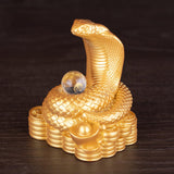 Chinese New Year Snake Statue Fengshui Figurine for Countertop Desktop Shelf 5.5cmx4cmx7cm Gold