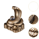 Chinese New Year Snake Statue Fengshui Figurine for Countertop Desktop Shelf 5.5cmx4cmx7cm Brown