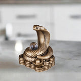 Chinese New Year Snake Statue Fengshui Figurine for Countertop Desktop Shelf 5.5cmx4cmx7cm Brown