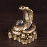 Chinese New Year Snake Statue Fengshui Figurine for Countertop Desktop Shelf 5.5cmx4cmx7cm Brown