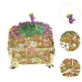 Jewelry Box Gift Creative Dresser Peacock Trinket Box for Pendants Bracelets Golden