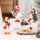 Christmas Duck Statue Display Animal Figurine for Desktop Front Porch Indoor Hold a Star