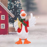 Christmas Duck Statue Display Animal Figurine for Desktop Front Porch Indoor Hold a Star