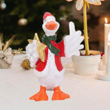 Christmas Duck Statue Display Animal Figurine for Desktop Front Porch Indoor Hold a Star