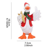 Christmas Duck Statue Display Animal Figurine for Desktop Front Porch Indoor Hold a Star