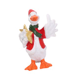 Christmas Duck Statue Display Animal Figurine for Desktop Front Porch Indoor Hold a Star