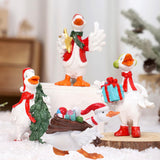 Christmas Duck Statue Display Animal Figurine for Desktop Front Porch Indoor Hold a Star