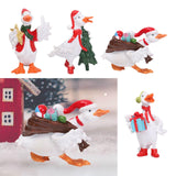 Christmas Duck Statue Display Animal Figurine for Desktop Front Porch Indoor Hold a Star