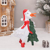 Christmas Duck Statue Display Animal Figurine for Desktop Front Porch Indoor Hold a Tree