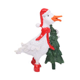 Christmas Duck Statue Display Animal Figurine for Desktop Front Porch Indoor Hold a Tree