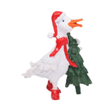 Christmas Duck Statue Display Animal Figurine for Desktop Front Porch Indoor Hold a Tree