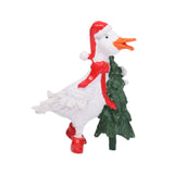 Christmas Duck Statue Display Animal Figurine for Desktop Front Porch Indoor Hold a Tree