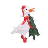 Christmas Duck Statue Display Animal Figurine for Desktop Front Porch Indoor Hold a Tree