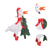 Christmas Duck Statue Display Animal Figurine for Desktop Front Porch Indoor Hold a Tree