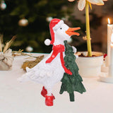 Christmas Duck Statue Display Animal Figurine for Desktop Front Porch Indoor Hold a Tree