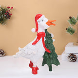 Christmas Duck Statue Display Animal Figurine for Desktop Front Porch Indoor Hold a Tree