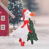 Christmas Duck Statue Display Animal Figurine for Desktop Front Porch Indoor Hold a Tree