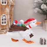 Christmas Duck Statue Display Animal Figurine for Desktop Front Porch Indoor Carry a Gift