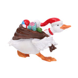 Christmas Duck Statue Display Animal Figurine for Desktop Front Porch Indoor Carry a Gift