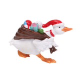 Christmas Duck Statue Display Animal Figurine for Desktop Front Porch Indoor Carry a Gift