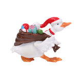 Christmas Duck Statue Display Animal Figurine for Desktop Front Porch Indoor Carry a Gift