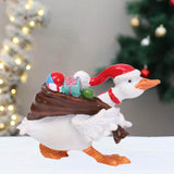 Christmas Duck Statue Display Animal Figurine for Desktop Front Porch Indoor Carry a Gift