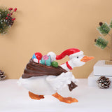 Christmas Duck Statue Display Animal Figurine for Desktop Front Porch Indoor Carry a Gift