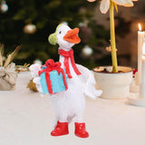 Christmas Duck Statue Display Animal Figurine for Desktop Front Porch Indoor Hold a Gift Bag