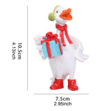 Christmas Duck Statue Display Animal Figurine for Desktop Front Porch Indoor Hold a Gift Bag