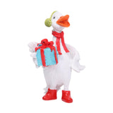 Christmas Duck Statue Display Animal Figurine for Desktop Front Porch Indoor Hold a Gift Bag