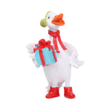 Christmas Duck Statue Display Animal Figurine for Desktop Front Porch Indoor Hold a Gift Bag