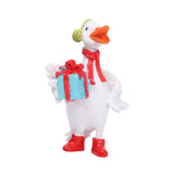 Christmas Duck Statue Display Animal Figurine for Desktop Front Porch Indoor Hold a Gift Bag