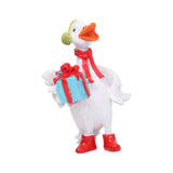 Christmas Duck Statue Display Animal Figurine for Desktop Front Porch Indoor Hold a Gift Bag