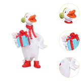 Christmas Duck Statue Display Animal Figurine for Desktop Front Porch Indoor Hold a Gift Bag