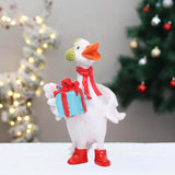 Christmas Duck Statue Display Animal Figurine for Desktop Front Porch Indoor Hold a Gift Bag