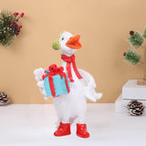 Christmas Duck Statue Display Animal Figurine for Desktop Front Porch Indoor Hold a Gift Bag