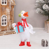 Christmas Duck Statue Display Animal Figurine for Desktop Front Porch Indoor Hold a Gift Bag