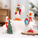 4Pcs Christmas Swan Statues Tabletop Ornament for Office Living Room