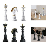 3 Pieces Chess Pieces Statues Gift Resin Sculptures for Bedroom Coffee Table White