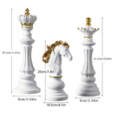 3 Pieces Chess Pieces Statues Gift Resin Sculptures for Bedroom Coffee Table White