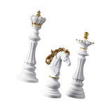 3 Pieces Chess Pieces Statues Gift Resin Sculptures for Bedroom Coffee Table White