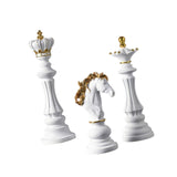 3 Pieces Chess Pieces Statues Gift Resin Sculptures for Bedroom Coffee Table White