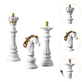 3 Pieces Chess Pieces Statues Gift Resin Sculptures for Bedroom Coffee Table White