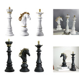 3 Pieces Chess Pieces Statues Gift Resin Sculptures for Bedroom Coffee Table White