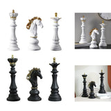 3 Pieces Chess Pieces Statues Gift Resin Sculptures for Bedroom Coffee Table White