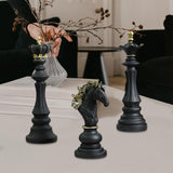 3 Pieces Chess Pieces Statues Gift Resin Sculptures for Bedroom Coffee Table Black