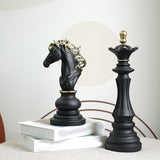 3 Pieces Chess Pieces Statues Gift Resin Sculptures for Bedroom Coffee Table Black