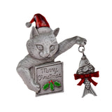 Christmas Brooch Pin Party Jewelry Gift Costume Wallet Cat Lapel Pin Corsage Silver Gray