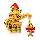 Christmas Brooch Pin Party Jewelry Gift Costume Wallet Cat Lapel Pin Corsage Gold